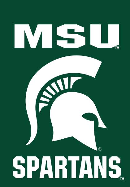 Green Michigan State House Flag with MSU Spartans Logo