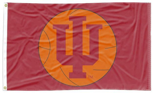 Red Indiana University 3x5 Flag with Indiana Basketball Logo and Two Metal Grommets