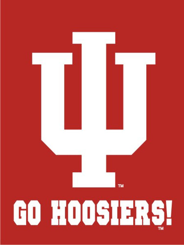 Red Indiana University House Flag with Indiana University Logo and Go Hoosiers Logo