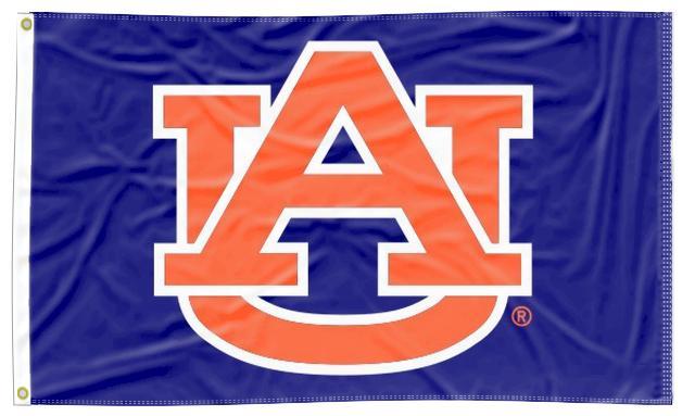 Blue 3x5 Auburn Flag with AU Logo and Two Metal Grommets