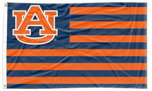 Load image into Gallery viewer, Auburn University 3x5 Flag with AU Logo and Blue Orange Stripes and Two Metal Grommets
