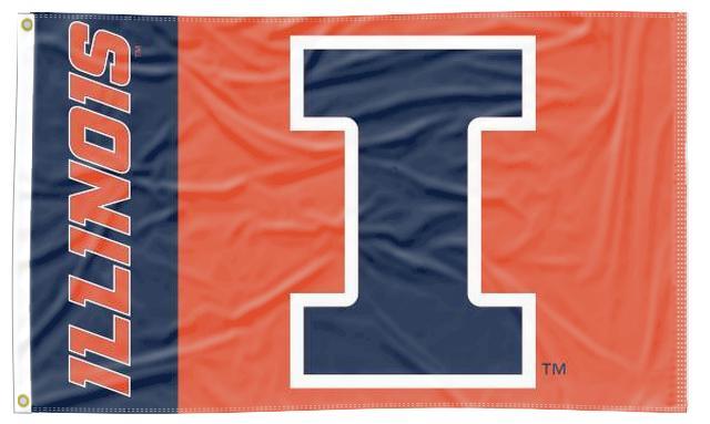 Illinois - 2 Panel Fighting Illini 3x5 Flag