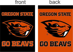 Black and Orange Front and Back Oregon State Go Beavs Double Sided House Flag