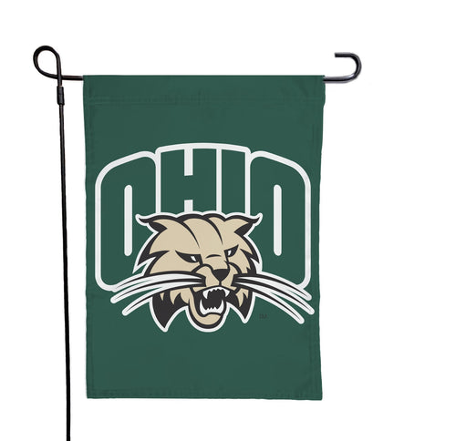 Green 13x18 Ohio University Garden Flag with Ohio Bobcats Logo