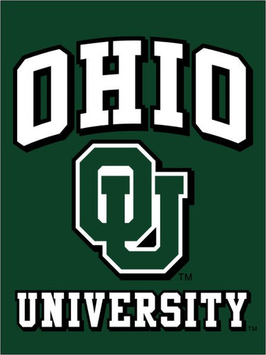 Green Ohio University House Flag with Ohio OU University Logo