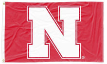 Load image into Gallery viewer, Red 3x5 University of Nebraska Flag with White N
