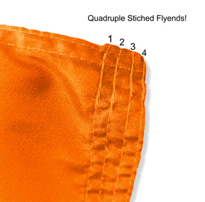 Quadruple Stitched Flyends of Orange 3x5 Clemson University Flag with Clemson Tiger Eyes Logo