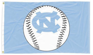 Blue 3x5 University of North Carolina Baseball Flag and Two Metal Grommets