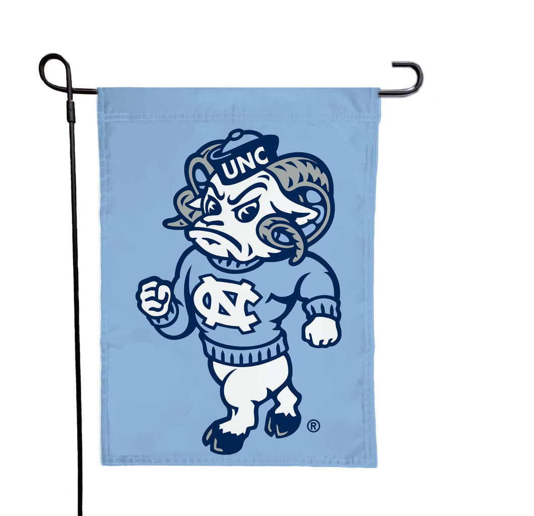 Blue 13x18 University of North Carolina Garden Flag with Rameses Logo