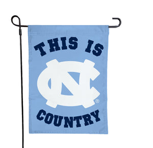 Blue 13x18 University of North Carolina Garden Flag with This Is Tar Heels Country Logo