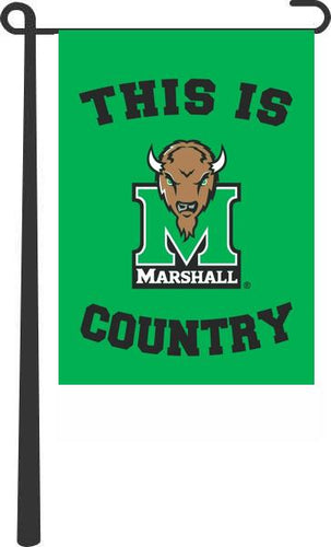 Green 13x18 Marshall University Garden Flag with This Is Marshall Country Logo