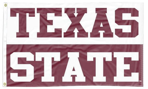 Two Panel 3x5 Texas State University Flag with Texas State Logo and Two Metal Grommets