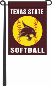 Maroon 13x18 Texas State Softball Garden Flag