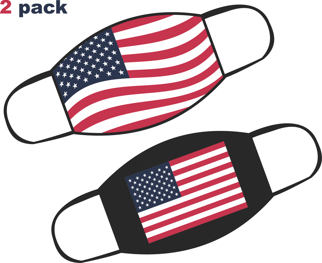 2 Pack USA Flag Face Mask