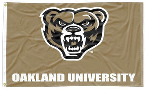 Oakland University - Grizzlies Head Gold 3x5 Flag