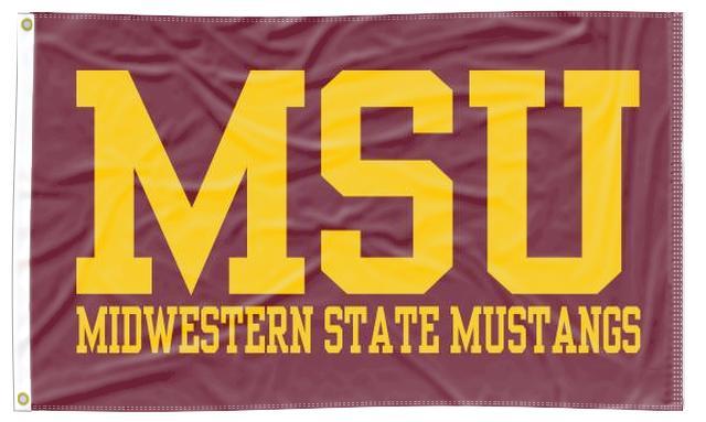Midwestern State - Mustangs Maroon 3x5 Flag