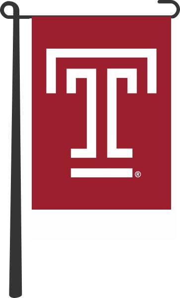 Cherry Red Temple University 13x18 Garden Flag with Temple University Logo