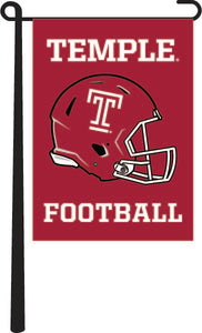 Cherry Red Temple University 13x18 Garden Flag with Temple University Logo and Football Logo