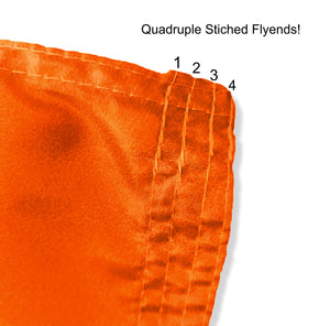 Quadruple Stitched Flyends of Orange and blue 2 panel 3x5 Auburn University Football Flag with Two metal grommets