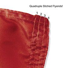 Load image into Gallery viewer, Quadruple Stitched Flyends of Red 3x5 foot wide Bates College Flag with Bates Logo and two metal grommets
