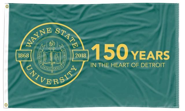 Wayne State University - 150 Years in The Heart of Detroit 3x5 Flag