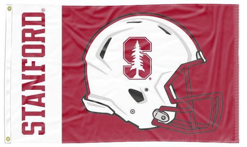 Two Panel Stanford University Flag with Stanford Logo and Football Logo and Two Metal Grommets