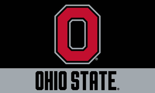 2 Panel Black and Gray 3x5 Ohio State Flag with O Ohio State Logo