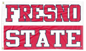 2 Panel White and Red 3x5 Fresno State Flag with Fresno State Logo