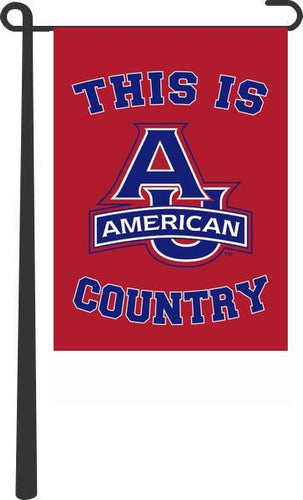 Red 13x18  American University Garden Flag with This Is AU American Country Logo