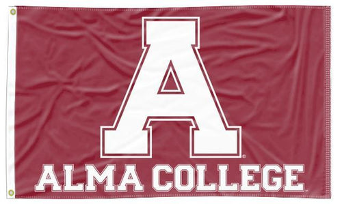 Maroon Alma College 3x5 Flag with A Alma College Logo and Two Metal Grommets