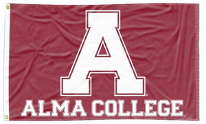 Maroon Alma College 3x5 Flag with A Alma College Logo and Two Metal Grommets