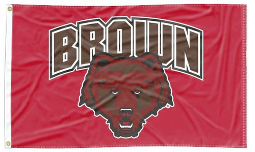 Red Brown University 3x5 Flag with Brown University Logo Bears Logo and Two Metal Grommets
