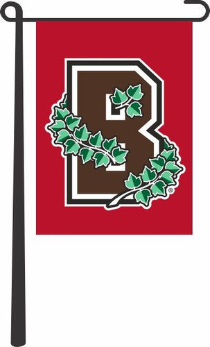 Red Brown University 13x18 Garden Flag with B Logo