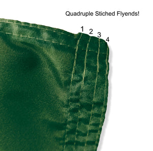 Quadruple Stitched Flyends of Green and Gold 3 panel 3x5 foot wide Baylor University Baseball Flag with two metal grommets 