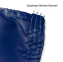 Load image into Gallery viewer, Quadruple stitched flyends of Blue 3x5 foot wide Belmont University Flag with two metal grommets
