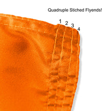 Load image into Gallery viewer, Quadruple Stitched Flyends of Orange 3x5 feet wide Clemson University Flag with realistic tiger face logo and Two Metal Grommets
