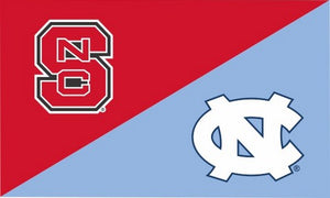 3x5 House Divided Flag with North Carolina State and University of North Carolina Logos