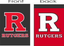 Load image into Gallery viewer, red and black rutgers university double sided house flag for man cave decor
